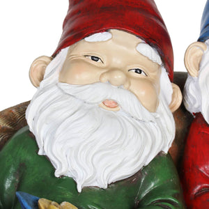 Good Time Bud Buddies Gnomes Smoking Marijuana with Light Up LEDs on a Battery Timer, Indoor or Outdoor, 10 Inch | Exhart