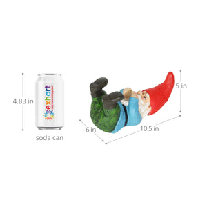 Good Time Beer Bottle Holder Gnome Statue with LED Hat on a Battery Powered Timer, 10.5 by 5 Inches | Exhart