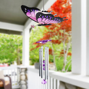 Large WindyWings Butterfly Wind Chime in Purple, 11 by 24 Inches | Shop Garden Decor by Exhart