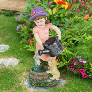 Solar Girl Pouring Water Garden Statue, 12 Inch | Shop Garden Decor by Exhart