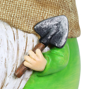 Hand Painted Burlap Hat Garden Gnome Statuary with a Spade, 6 by 10.5 Inches | Shop Garden Decor by Exhart