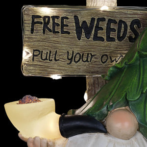 Solar Gnome with Free Weeds- Pull Your Own Sign, 8.5 by 10 Inches | Shop Garden Decor by Exhart