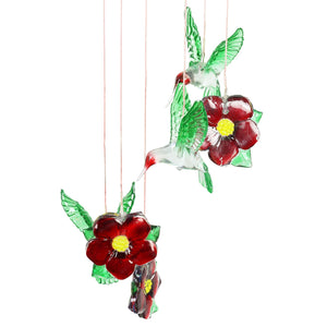 Solar Hummingbirds and Flowers Hanging Mobile with 6 Color Changing LEDs, 7 by 27.5 | Shop Garden Decor by Exhart
