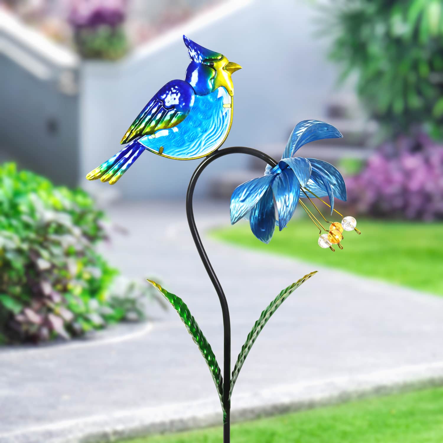 Exhart Spinning Flower with Bird Metal Garden Stake - Thumbnail 3
