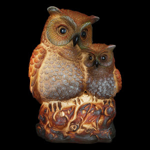 Solar Snuggling Owl and Owlet Garden Statue, 5 by 9 Inches | Shop Garden Decor by Exhart