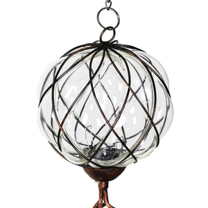 Solar Caged Clear Glass Wind Chime with Metal Finial, 6 by 45 Inches | Shop Garden Decor by Exhart