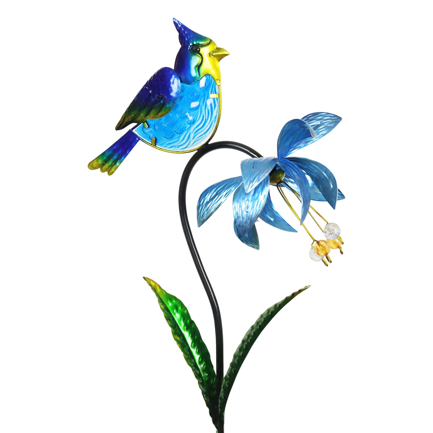 Exhart Spinning Flower with Bird Metal Garden Stake