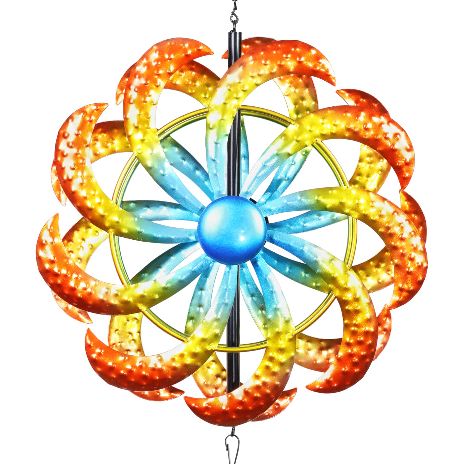 Large Rainbow Dual Spinner Metal Wind Chime