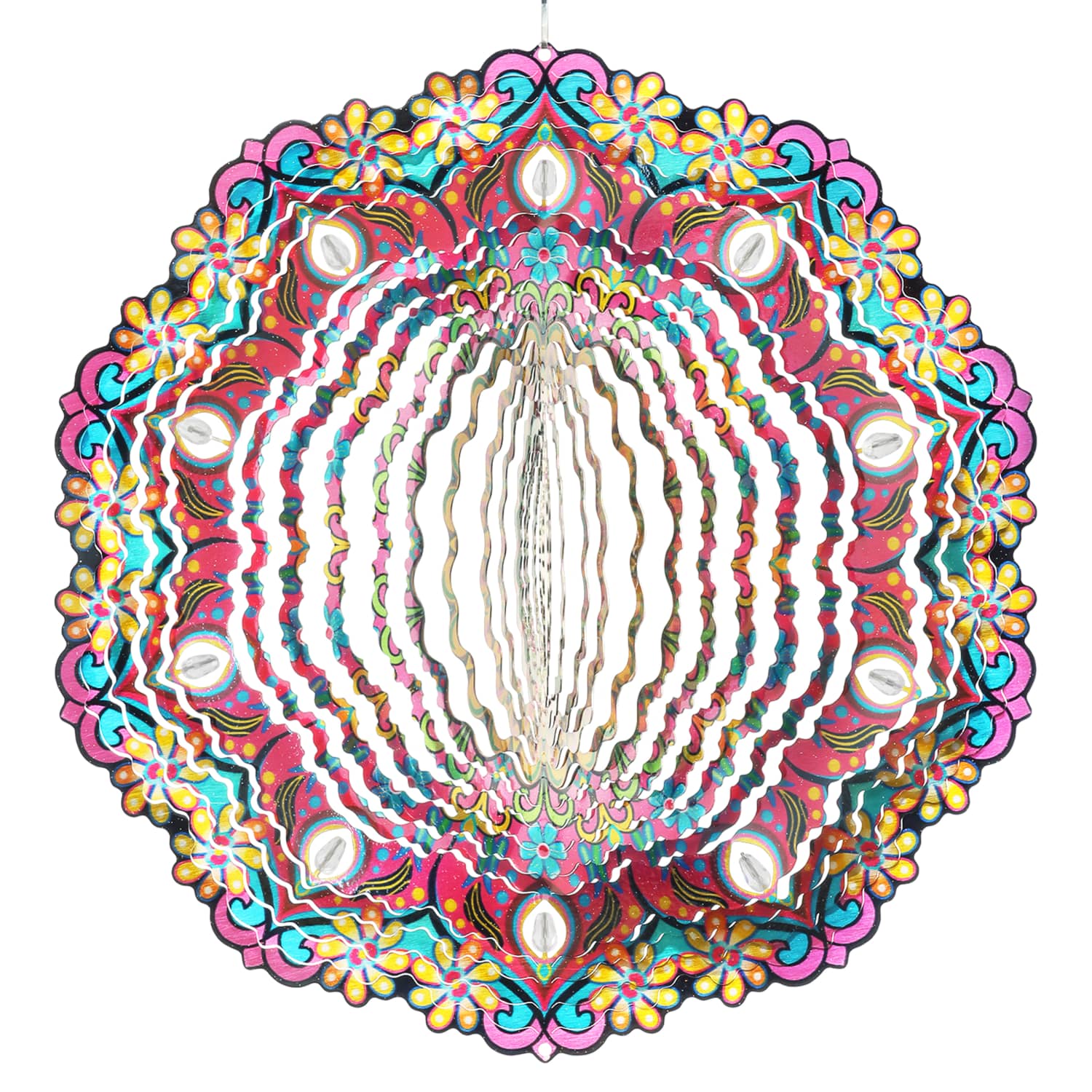 Exhart Daisy Mandala Hanging Spinner