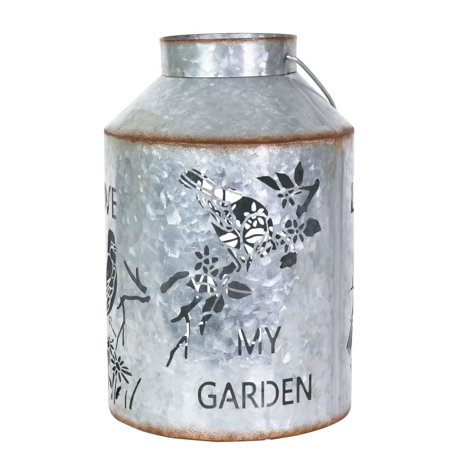Exhart Stamped Metal Bird and Flower Lantern - Thumbnail 5