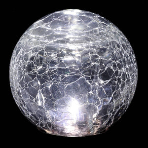 Solar Crackle Glass Ball Garden Stake with Metal Finial in Clear, 4 by 31 Inches | Shop Garden Decor by Exhart