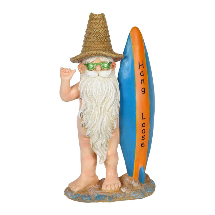 Good Time Naked Ned Surfer Garden Gnome Statue, 13 Inch