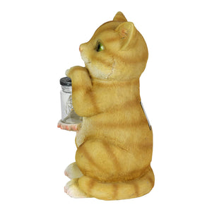 Solar Cat Garden Statuary with LED Firefly Jar, 10 Inches tall | Shop Garden Decor by Exhart