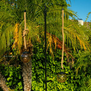 Solar Powered Hanging Champagne LED Ball Lights, Set of Two, 6 by 38 Inches | Shop Garden Decor by Exhart
