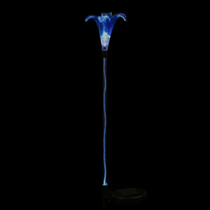 Solar Plastic Lily Garden Stake in Blue, 4 by 35 Inches | Shop Garden Decor by Exhart