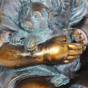 Bronze Look Boy and Puppy Statue, 10.5 Inches | Shop Garden Decor by Exhart