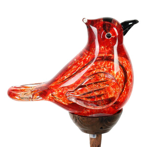 Solar Glass Red Cardinal with Metal Finial Garden Stake, 5.5 by 31 Inches | Shop Garden Decor by Exhart