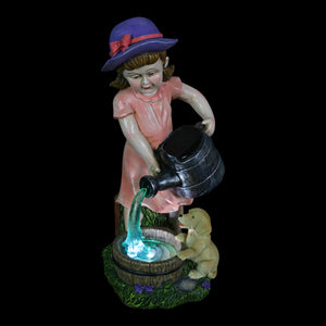 Solar Girl Pouring Water Garden Statue, 12 Inch | Shop Garden Decor by Exhart