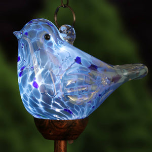 Solar Hand Blown Pearlized Glass Bird Wind Chime in Turquoise, 7 by 44 Inches | Shop Garden Decor by Exhart