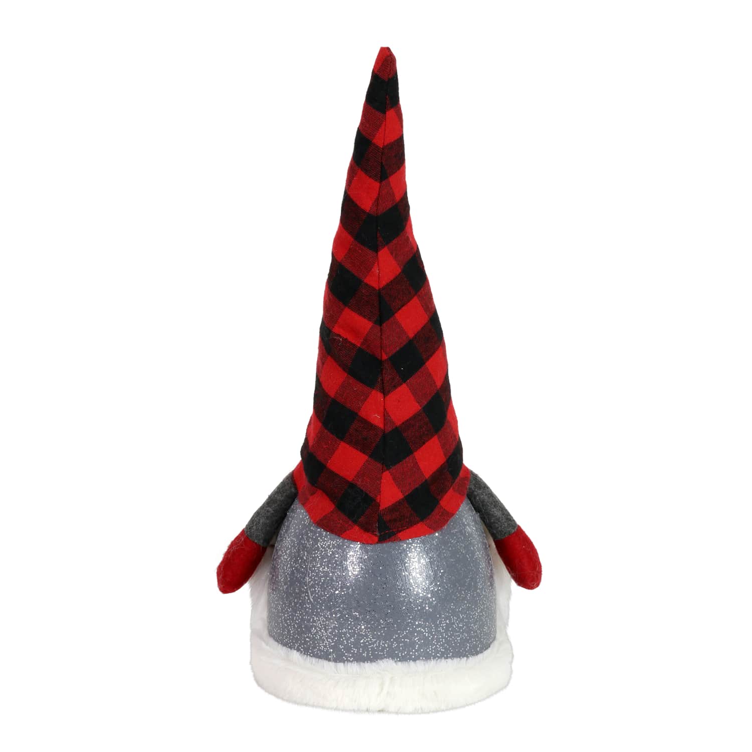 Red Plaid Hat Christmas Gnome with Sparkling LED Light Body - Thumbnail 5