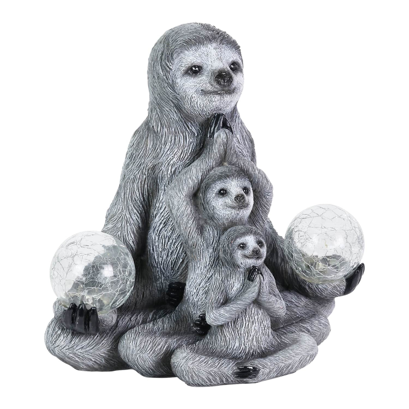 Solar Sloth Solar Three Meditating Sloths in Lotus Position with Two LED Crackle ...