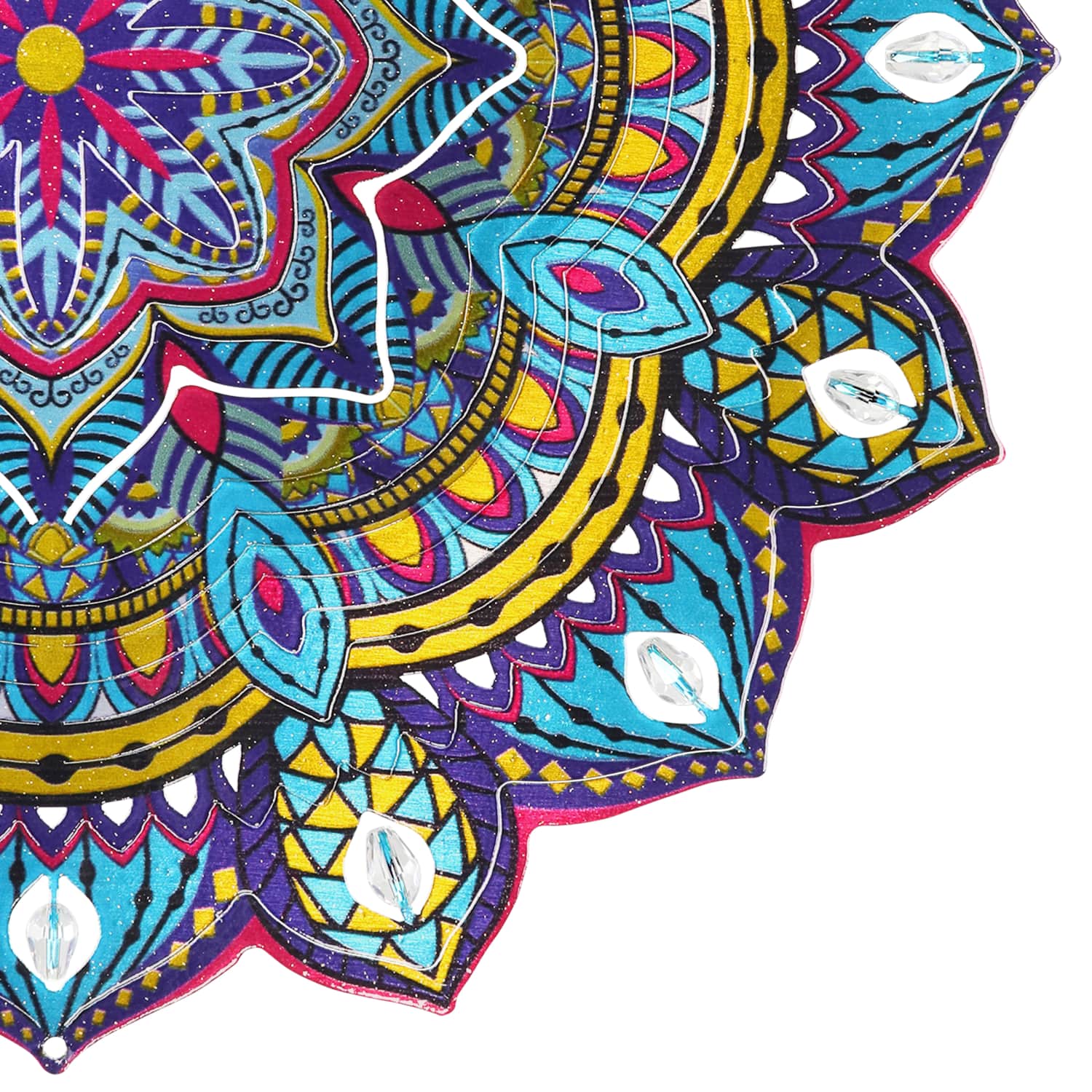 Laser Cut Mandala Hanging Starburst Wind Spinner with Bead Details, 12 Inch | Shop Garden Decor by Exhart