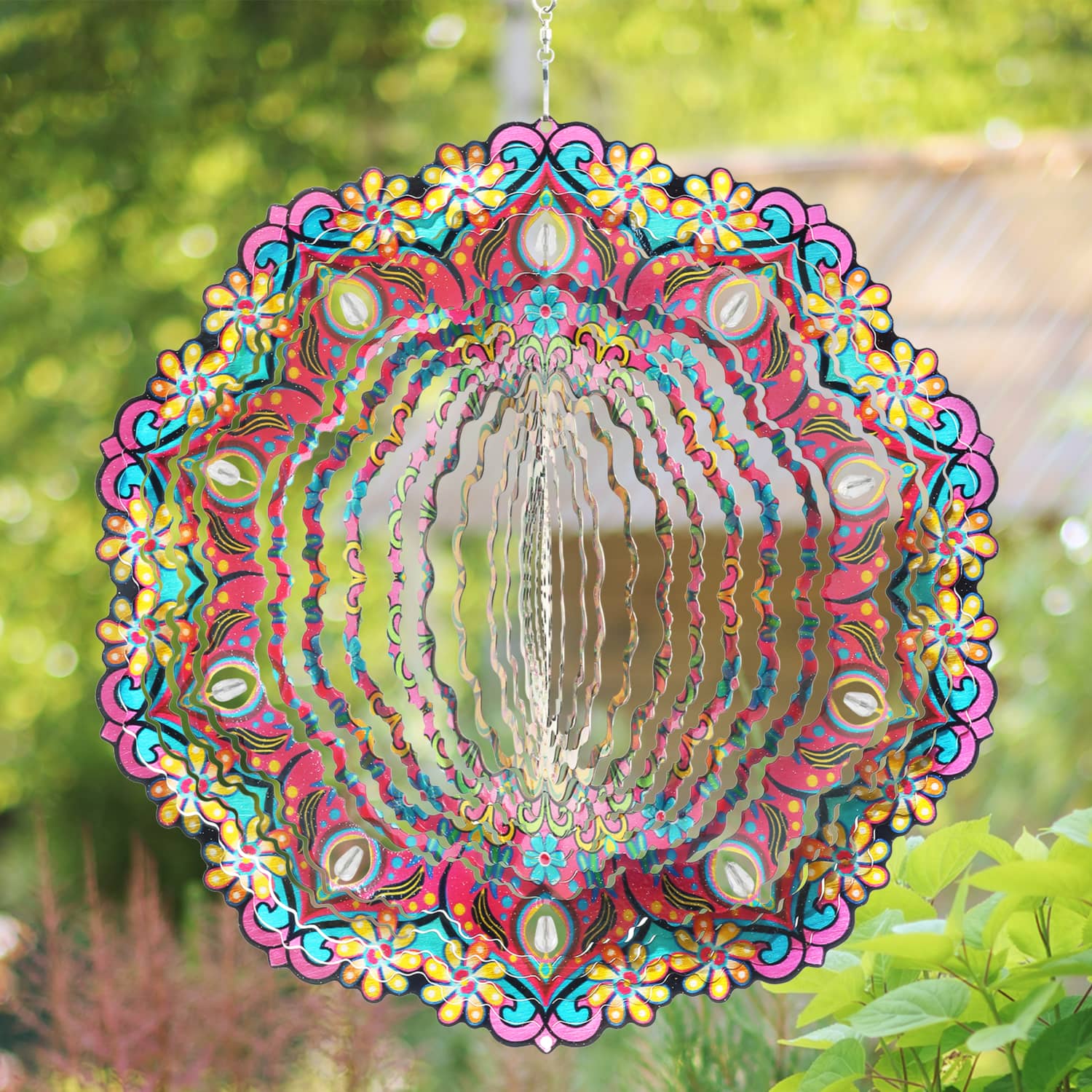 Exhart Daisy Mandala Hanging Spinner