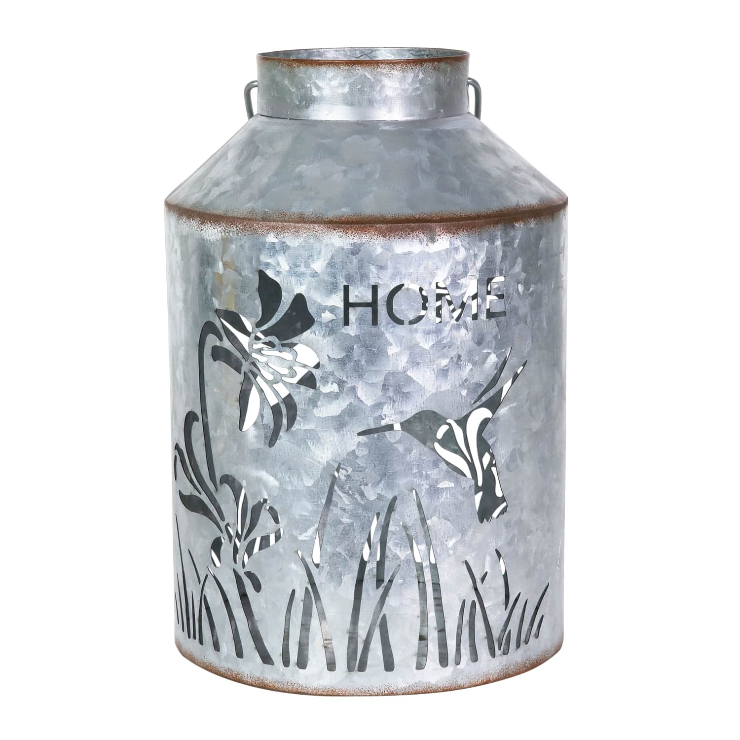 Exhart Stamped Metal Bird and Flower Lantern - Thumbnail 2