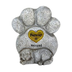 Solar Dog Paw Print Memorial Garden Stone Marker, 7.5 x 4.5 x 8 Inches | Shop Garden Decor by Exhart