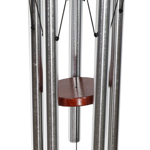 Solar Metal Wire and Glass Wind Chime in Sea Blue with Looping Pattern and Nine LED Fairy Firefly String Lights, 6  by 32 Inches | Exhart