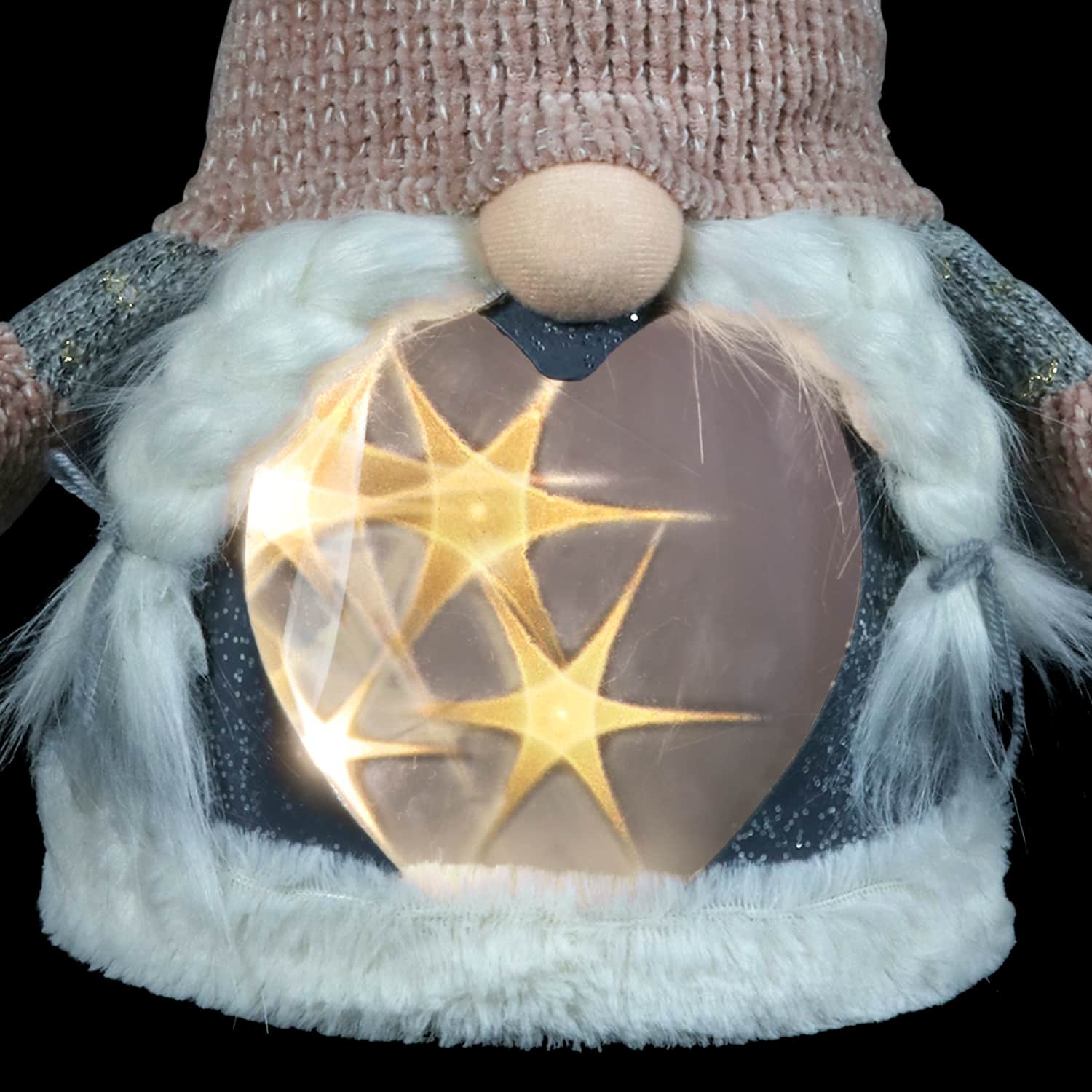 Natural Hat Christmas Gnome with Sparkling LED Light Body on a Battery Powered Timer - Thumbnail 4