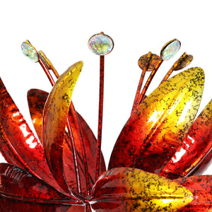 Lotus Flower Wind Spinner Garden Stake with Four Metallic Flowers, 17 by 76 Inches | Shop Garden Decor by Exhart
