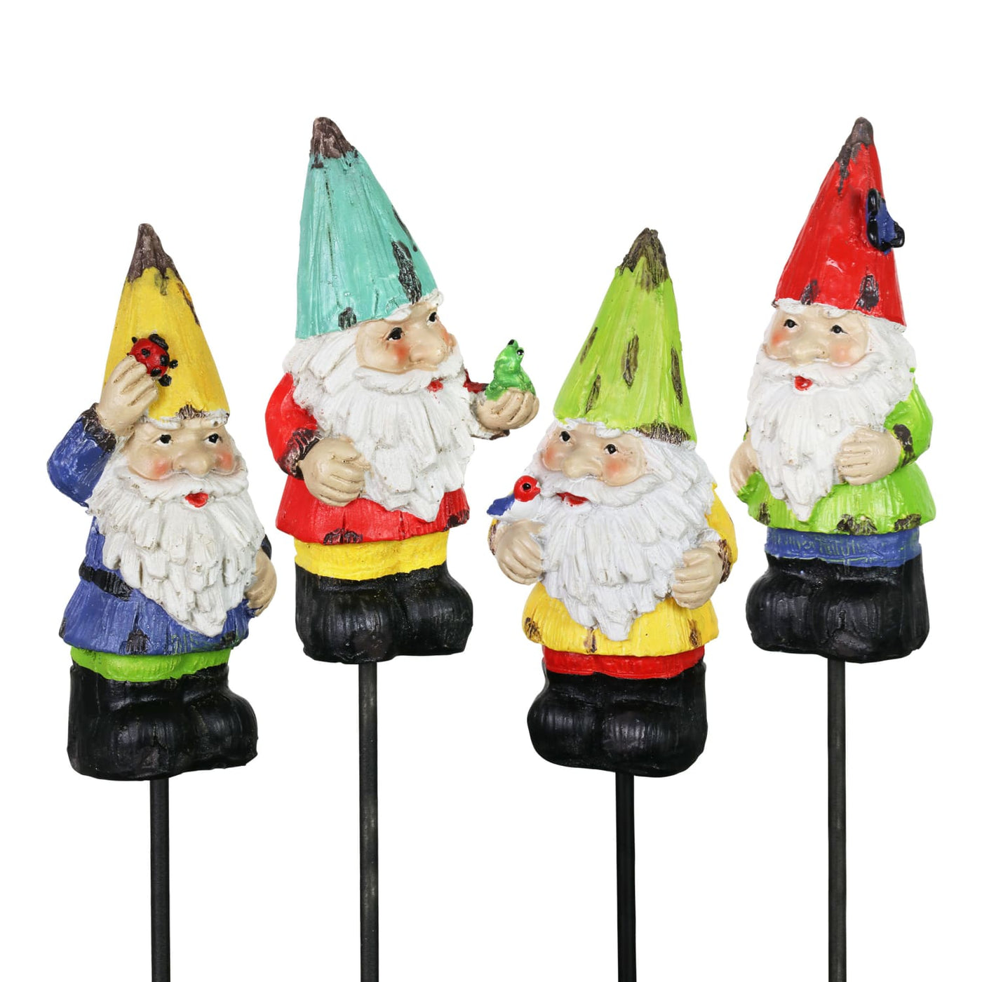 mini pothead gnomes Colorful Mini Garden Gnome Pot Stake Set of Four, 2 by 9 Inches