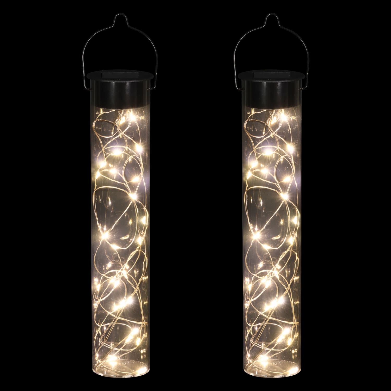 2 Piece Solar Acrylic Hanging Light Sticks with 20 Color Changing LED Firefly Lights - Thumbnail 2