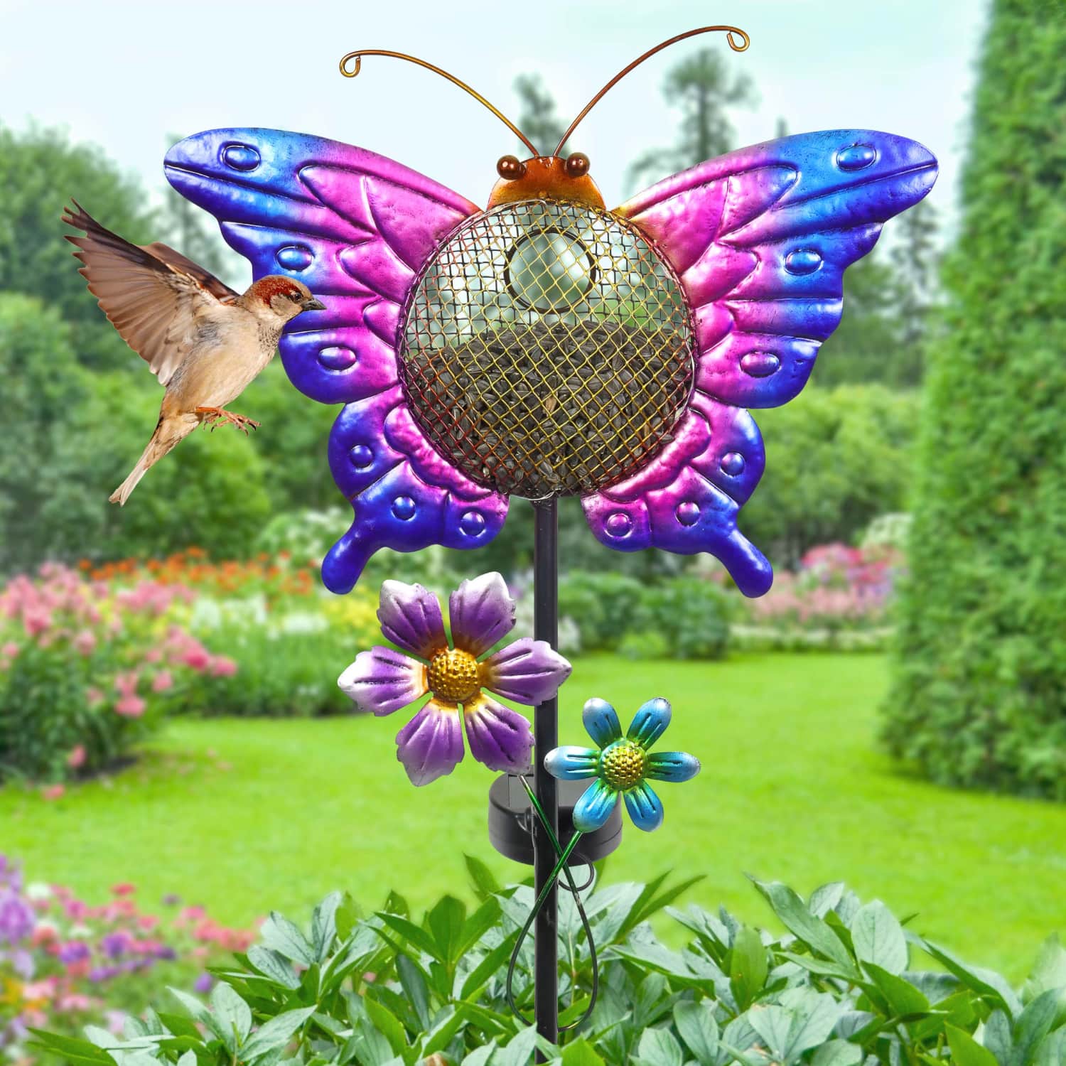 Exhart Butterfly Metal Mesh Bird Feeder Garden Stake - Thumbnail 4