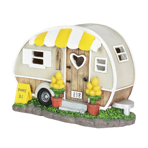 Solar Hand Painted Lemonade Camping Trailer Statue, 9.5 by 6 Inches | Shop Garden Decor by Exhart