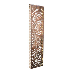 Solar Bronze Metal Filigree Wall Panel Art with Circle Pattern, 8 x 33 Inches | Shop Garden Decor by Exhart