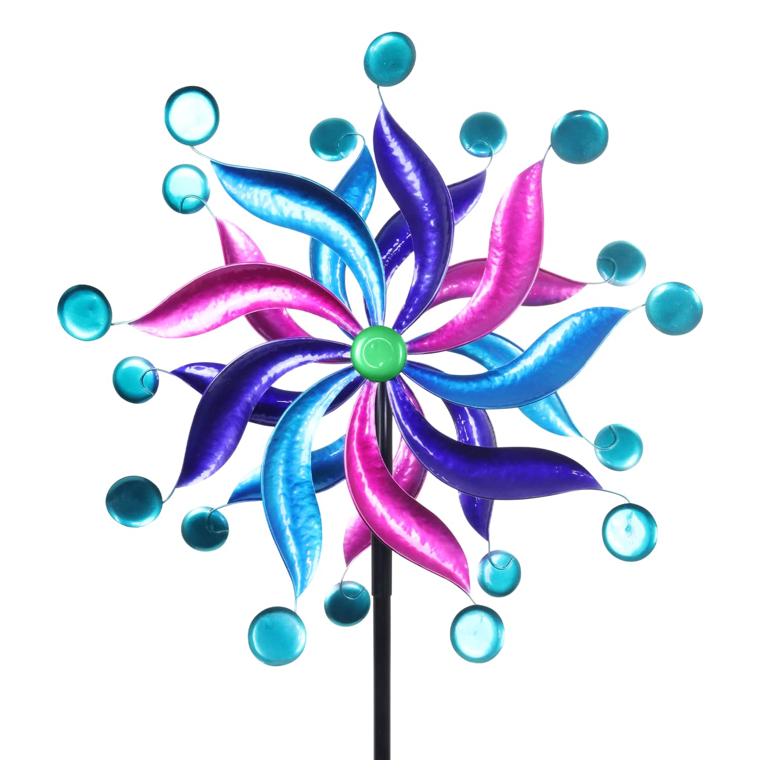 Exhart Kinetic Double Pinwheel Spinner Garden Stake - Thumbnail 2