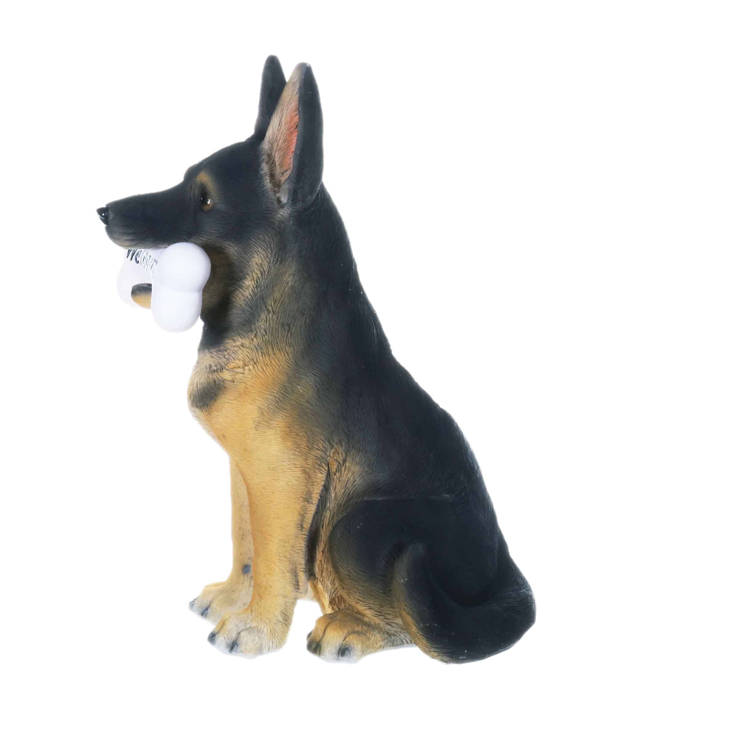 Solar German Shepherd Dog with LED Welcome Bone Garden Statuary - Thumbnail 5