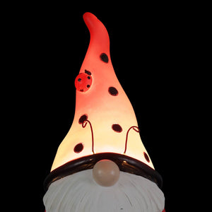 Solar Ladybug Hat Gnome Statue with Ladybug, 5.5 by 9.5 Inches | Shop Garden Decor by Exhart