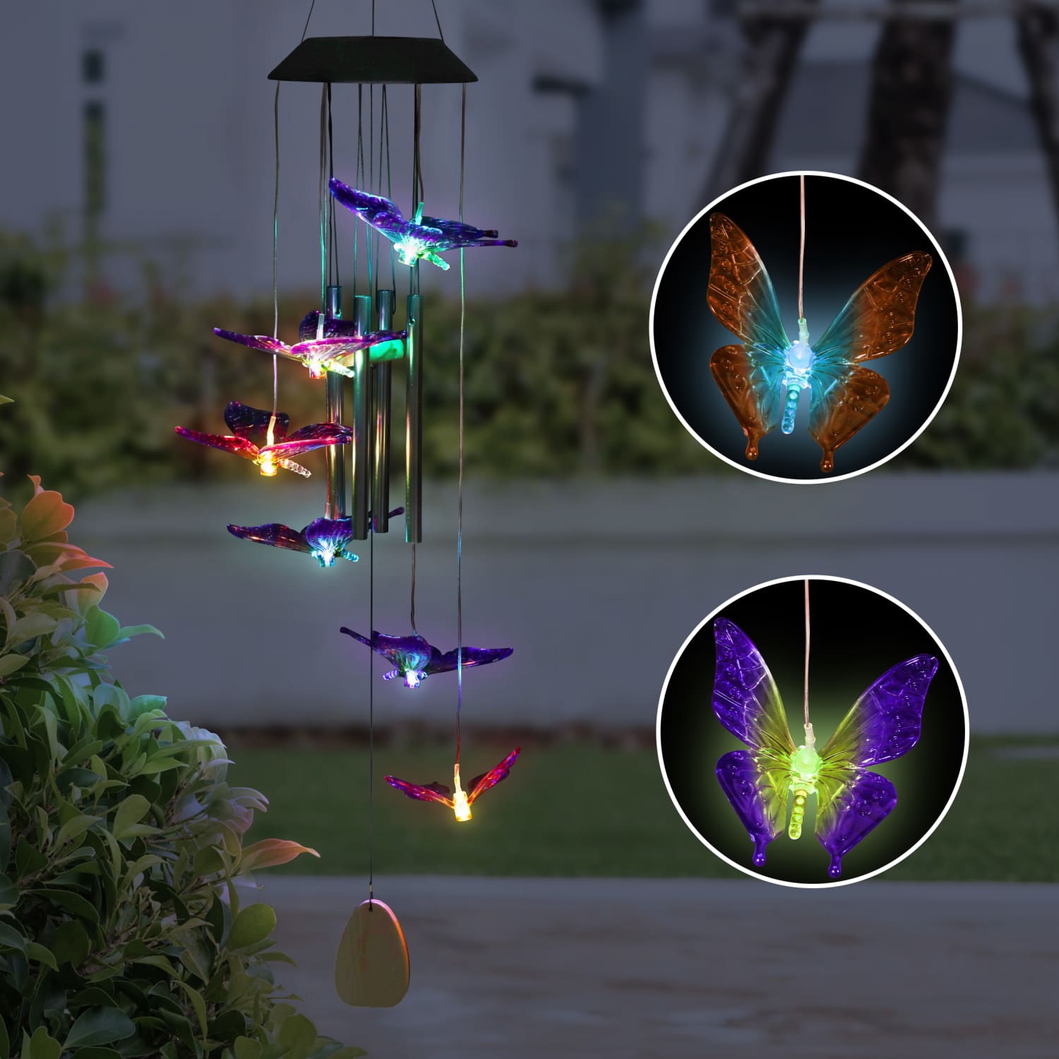 Solar Butterfly Acrylic and Metal Wind Chime
