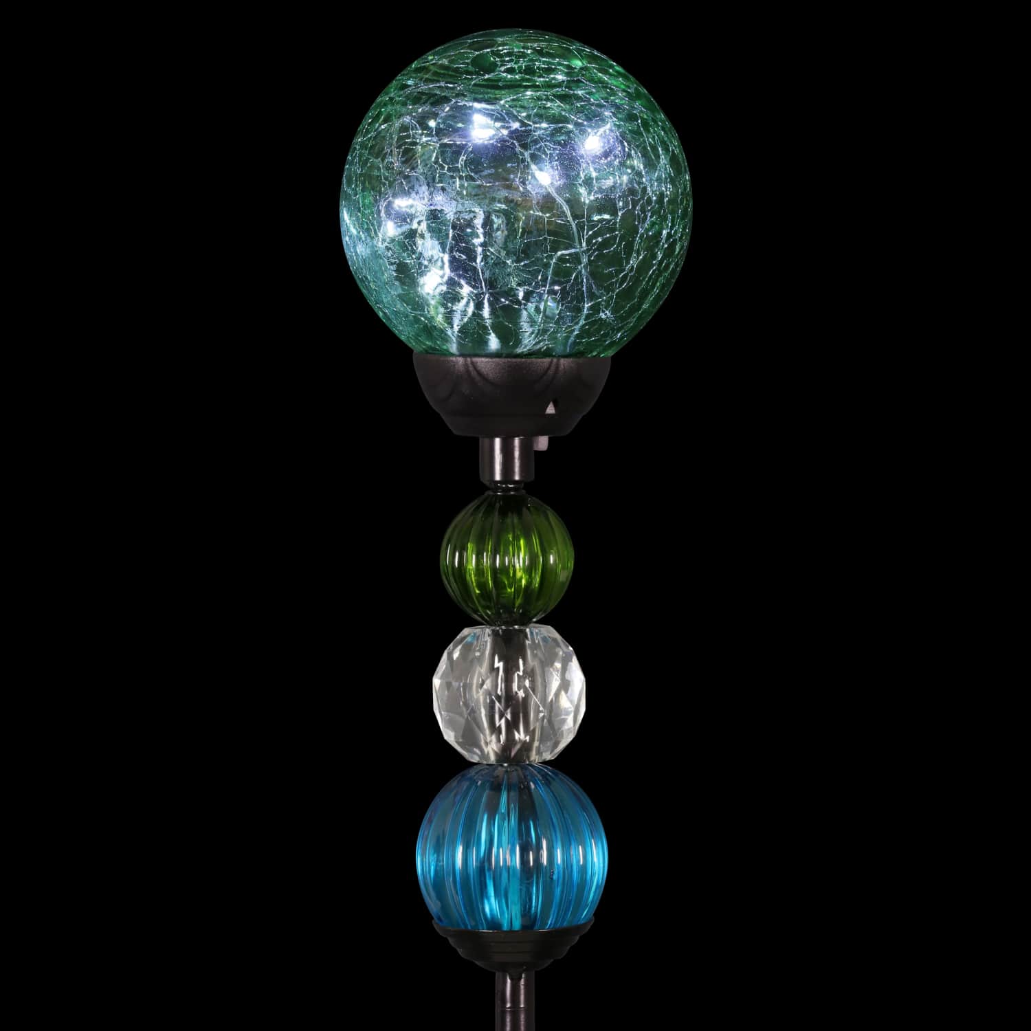 Exhart Crackle Glass Ball Garden Stake - Thumbnail 2