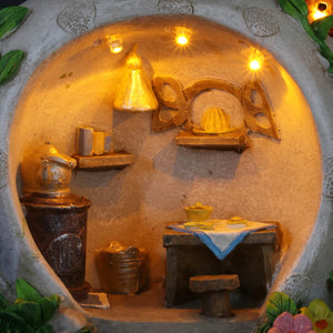 Solar Teapot House with Kitchen Scene Garden Statue, 6 by 9 Inches | Shop Garden Decor by Exhart
