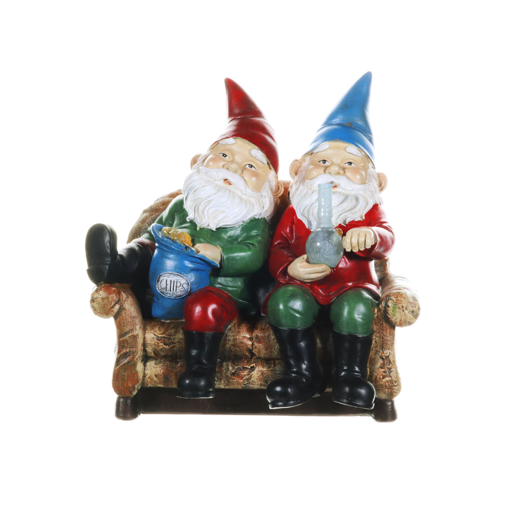 Good Time Bud Buddies Gnomes Smoking Marijuana with Light Up LEDs on a Battery Timer, Indoor or Outdoor, 10 Inch