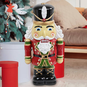 Hand Painted Nutcracker Soldier with LED Uniform on a Battery Powered Automatic Timer, 12 Inch | Shop Garden Decor by Exhart