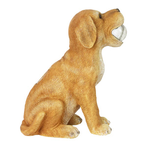 Solar Dog with LED Ball in Mouth Garden Statuary, 12 Inch tall | Shop Garden Decor by Exhart