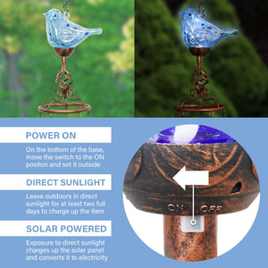 Solar Hand Blown Pearlized Glass Bird Wind Chime in Turquoise, 7 by 44 Inches | Shop Garden Decor by Exhart
