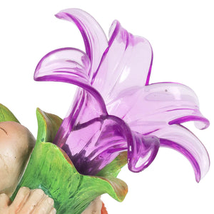 Solar Garden Gnome with LED Lily Statuary, 10 Inch | Shop Garden Decor by Exhart