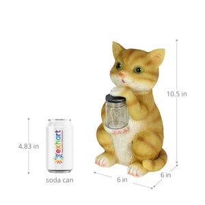 Solar Cat Garden Statuary with LED Firefly Jar, 10 Inches tall | Shop Garden Decor by Exhart