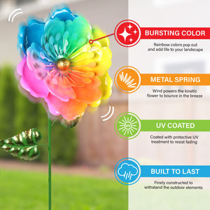 Rainbow Colored Flower Bouncing Metal Garden Stake,11 x 7 x 37 Inches | Shop Garden Decor by Exhart